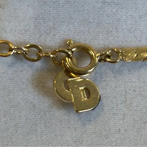 Rare Christian Dior Vintage 22k gold plated w/Swarovski crystals necklace - Picture 5 of 6